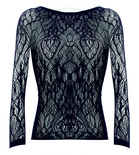 Oroblu - Soft seamless fishnet shirt with romantic lace pattern